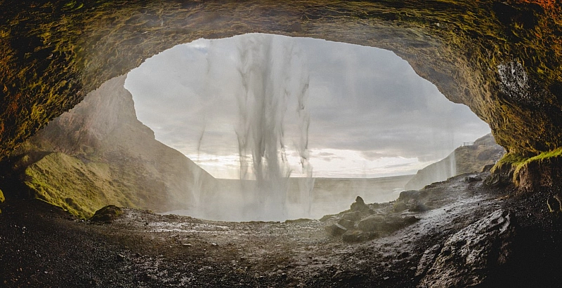 Seljalandsfoss waterfall on the South coast of Iceland