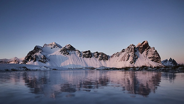 Vestrahorn Mountain. Photogenic spot in the South-east of Iceland.